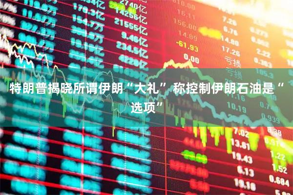 特朗普揭晓所谓伊朗“大礼” 称控制伊朗石油是“选项”